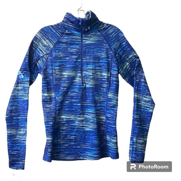 Under Armour Jacket Women Small ColdGear Cozy Cyber Blue Sporty Fitness Running - Picture 3 of 13